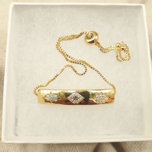 Evil Eye, Hamsa, Lotus Gold Pave Bar Bracelet